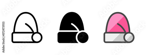 Multipurpose santa hat vector icon in outline, glyph, filled outline style. Three icon style variants in one pack.