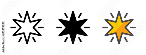 Multipurpose star vector icon in outline, glyph, filled outline style. Three icon style variants in one pack.