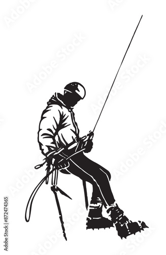Climber silhouette illustration in editable vector.
