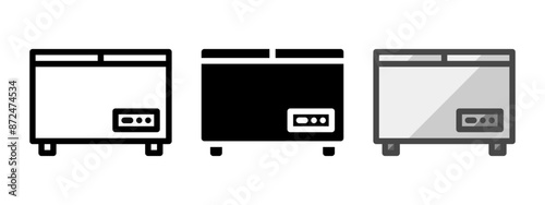 Multipurpose freezer vector icon in outline, glyph, filled outline style. Three icon style variants in one pack.