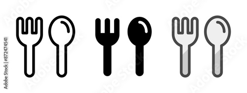 Multipurpose flatware vector icon in outline, glyph, filled outline style. Three icon style variants in one pack.