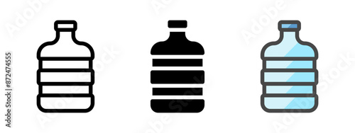 Multipurpose gallon bottle vector icon in outline, glyph, filled outline style. Three icon style variants in one pack.