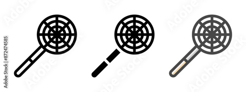 Multipurpose mesh skimmer vector icon in outline, glyph, filled outline style. Three icon style variants in one pack.