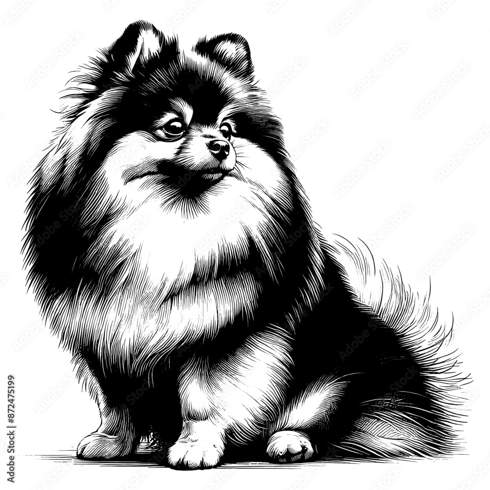 Hand drawn Cute Pomeranian dog in full-body, vector sketch isolated on white background. Hand drawn Cute Pomeranian dog in full-body, vector sketch isolated on white background.
