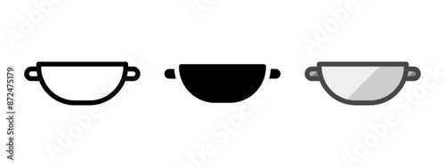 Multipurpose wok vector icon in outline, glyph, filled outline style. Three icon style variants in one pack.