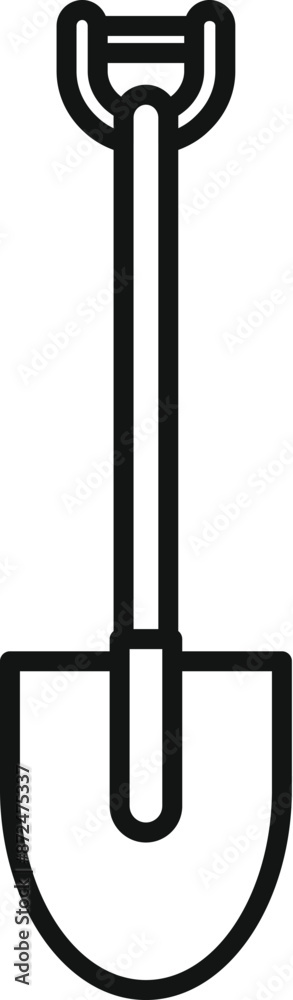 Simple line art icon of a shovel, perfect for representing digging, gardening, or construction Simple line art icon of a shovel, perfect for representing digging, gardening, or construction