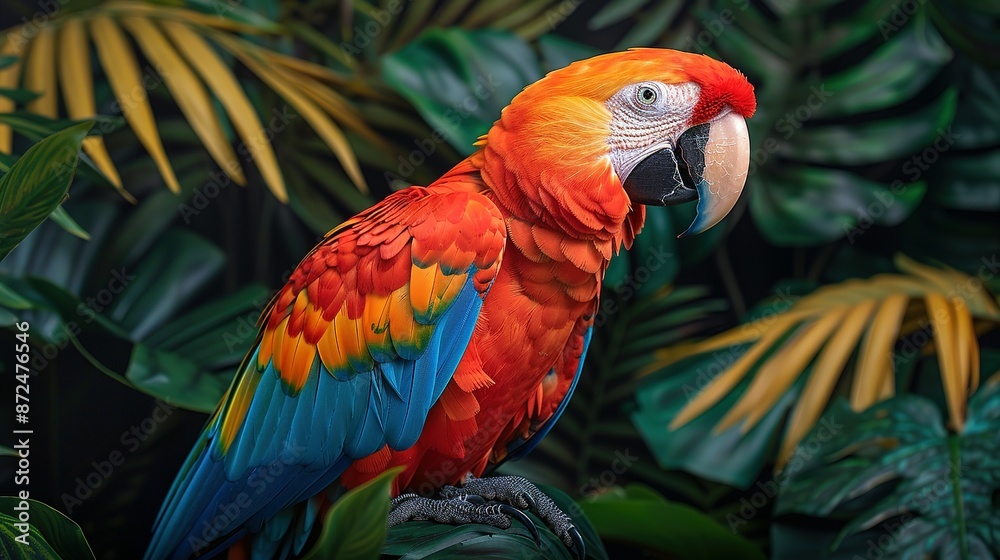 Obraz premium Tropical Wonder: Majestic Macaw in Vibrant Canopy