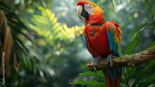 Colorful Macaw Amidst Tropical Foliage
