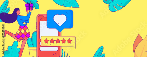 Virtual characters social communication concept business flat vector hand drawn illustration
