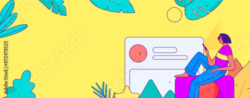 Virtual characters social communication concept business flat vector hand drawn illustration
