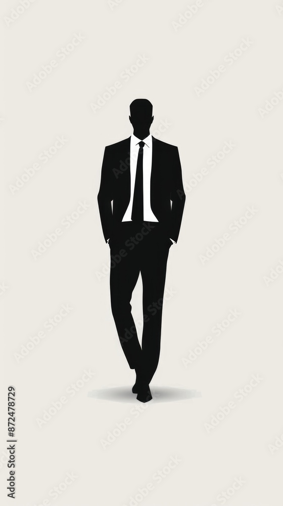 vector cartoon silhouette image of a businessman wearing suit black and white vector cartoon silhouette image of a businessman wearing suit black and white