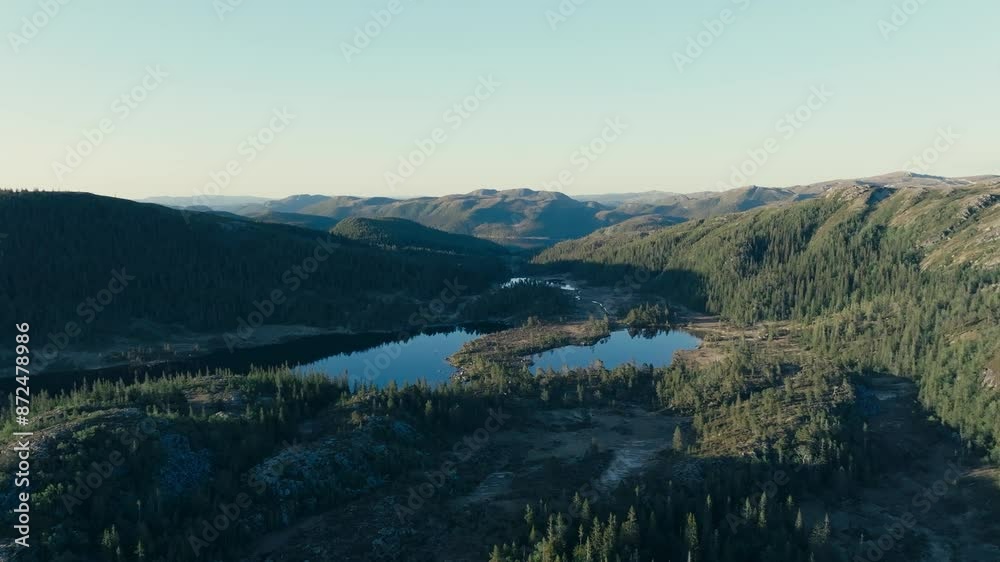 Scenic Mountains And Ponds In Rural Indre Fosen, Norway - Drone Ascending Scenic Mountains And Ponds In Rural Indre Fosen, Norway - Drone Ascending