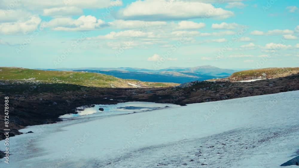 Frozen Lake In Indre Fosen, Norway - Handheld Shot