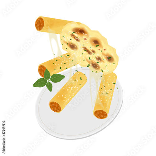 Vector illustration logo Clip art levitation italian Cannelloni pasta