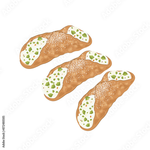 Vector illustration logo Clip art Sicilian pistachio Cannoli