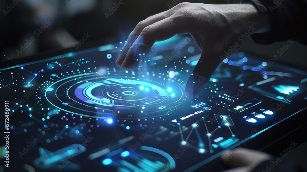 Obraz premium Analytics dashboards, holographic data display, advanced insights, modern design