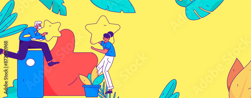 Virtual characters social communication concept business flat vector hand drawn illustration
