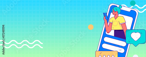 Virtual characters social communication concept business flat vector hand drawn illustration
