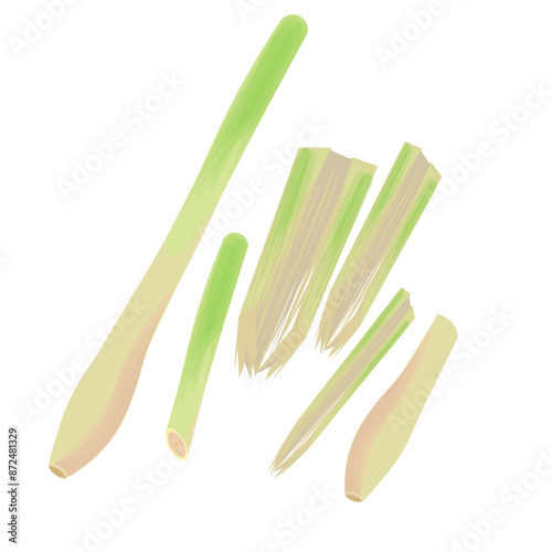 Vector illustration logo Clip art Whole and crushed lemongrass