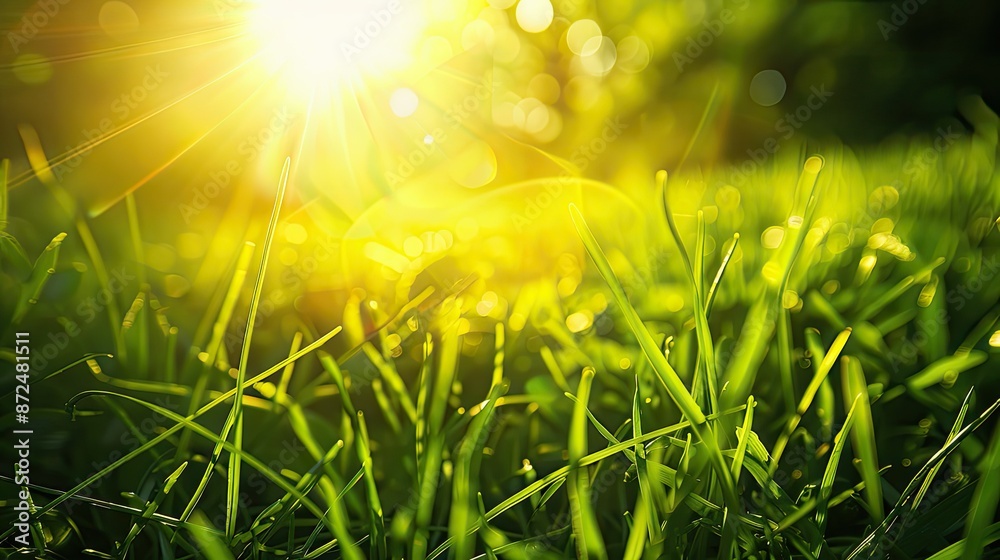 Fototapeta premium Sunlit Grass Blades with Bokeh