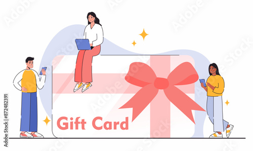 Discount program concept. Gift card. Flat vector illustration.
