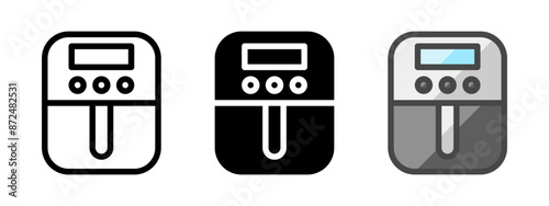 Multipurpose air fryer vector icon in outline, glyph, filled outline style. Three icon style variants in one pack.