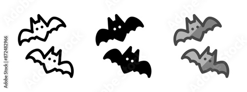 Multipurpose bats vector icon in outline, glyph, filled outline style. Three icon style variants in one pack.