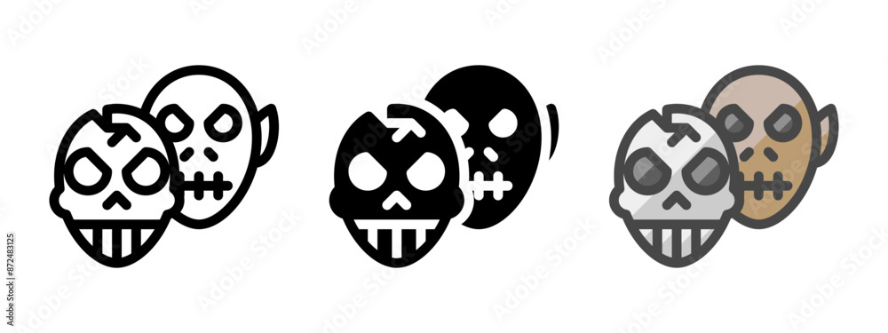Multipurpose masks vector icon in outline, glyph, filled outline style. Three icon style variants in one pack. Multipurpose masks vector icon in outline, glyph, filled outline style. Three icon style variants in one pack.