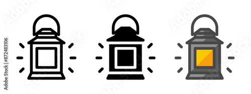 Multipurpose lantern vector icon in outline, glyph, filled outline style. Three icon style variants in one pack.