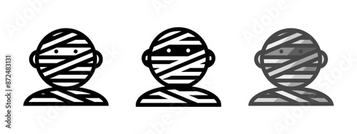 Multipurpose mummy vector icon in outline, glyph, filled outline style. Three icon style variants in one pack.