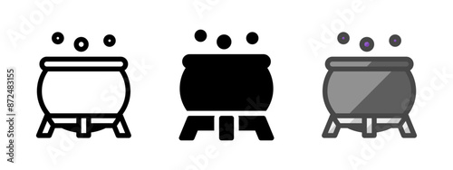 Multipurpose pot vector icon in outline, glyph, filled outline style. Three icon style variants in one pack.
