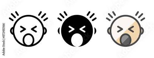 Multipurpose scream vector icon in outline, glyph, filled outline style. Three icon style variants in one pack.