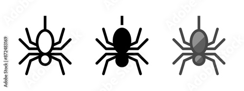 Multipurpose spider vector icon in outline, glyph, filled outline style. Three icon style variants in one pack.
