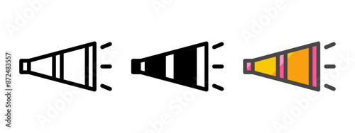 Multipurpose horn vector icon in outline, glyph, filled outline style. Three icon style variants in one pack.