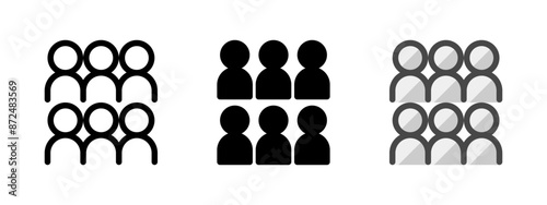 Multipurpose people vector icon in outline, glyph, filled outline style. Three icon style variants in one pack.