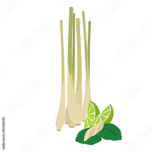 Vector illustration logo Clip art Fresh lemongrass plant 
