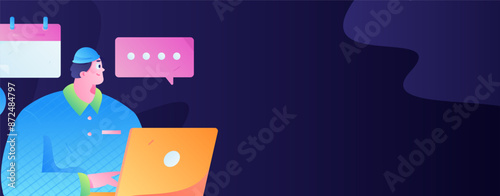 Virtual characters social communication concept business flat vector hand drawn illustration
