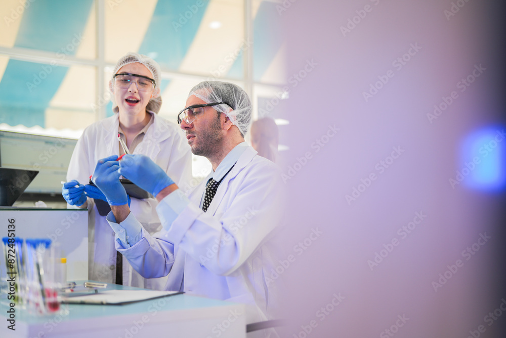 scientists perform experiments and record data. people arranges equipment with test tubes and chemicals for producing medicine and biochemistry. man hold tubes of chemical liquids and plant samples. scientists perform experiments and record data. people arranges equipment with test tubes and chemicals for producing medicine and biochemistry. man hold tubes of chemical liquids and plant samples.