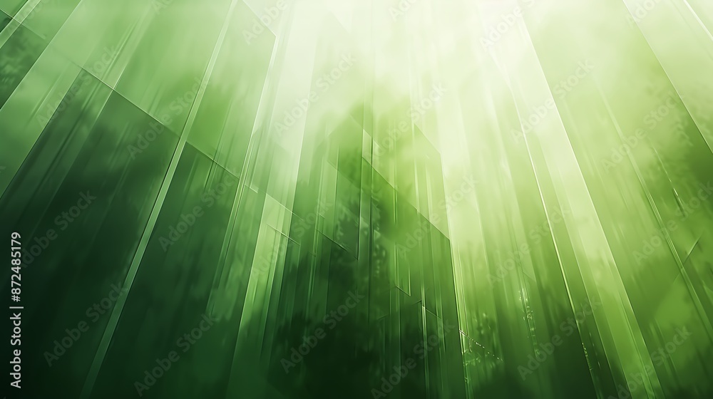 Modern background with gradient shades of light green to dark green, featuring a medium-sized rectangular white space for text, professional color and proportion design, ample copy space, sharp focus