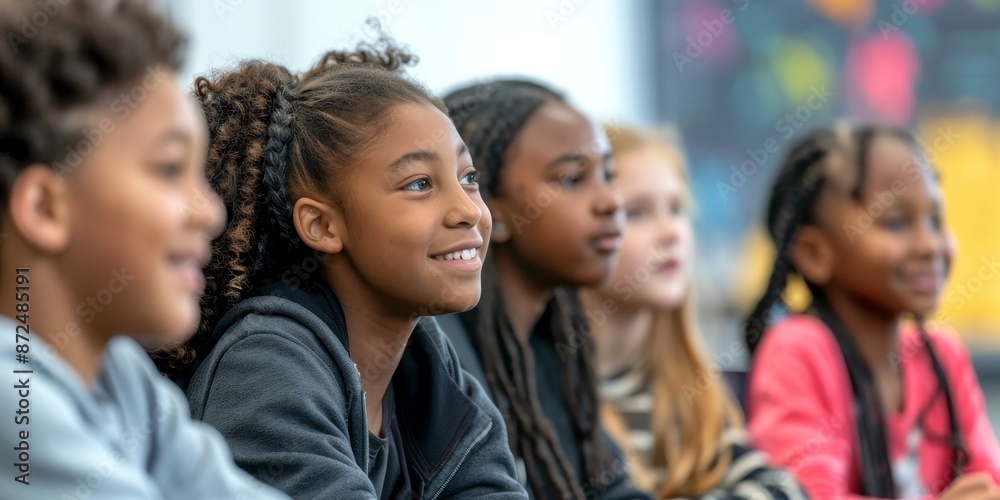 A group of students participating in a school debate, developing critical thinking and public speaking skills A group of students participating in a school debate, developing critical thinking and public speaking skills
