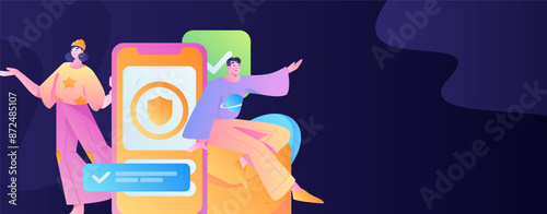 Virtual characters social communication concept business flat vector hand drawn illustration
