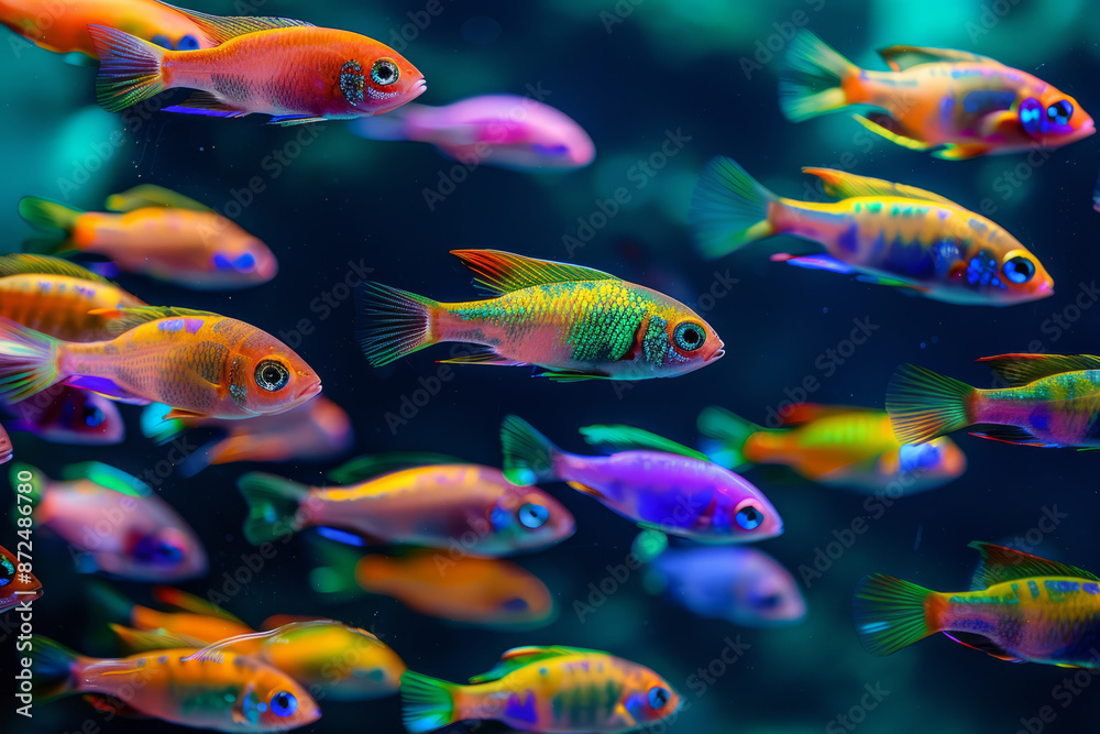 Fototapeta premium Vibrant Fish in a Tropical Aquarium