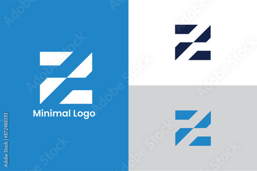 initial letter Z negative space abstract vector, Z letter square logo design