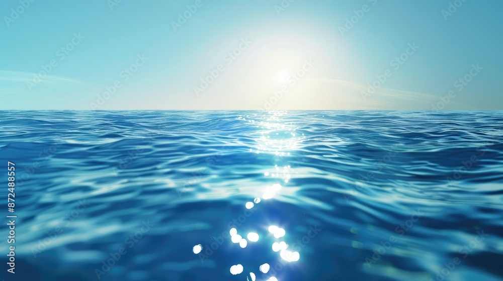 Obraz premium Abstract background of serene blue water with sunlight reflections