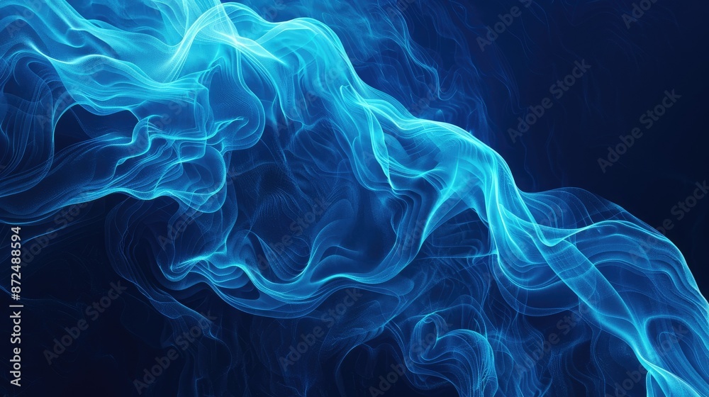Abstract blue neon background with gentle, flowing waves Abstract blue neon background with gentle, flowing waves