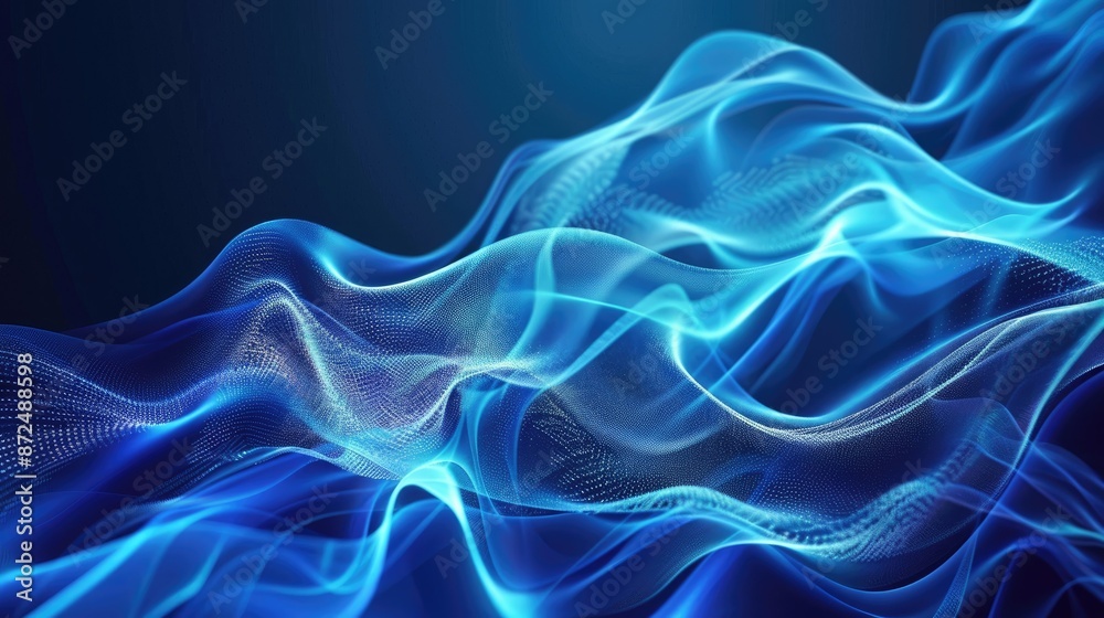 Obraz premium Abstract blue neon background with gentle, flowing waves