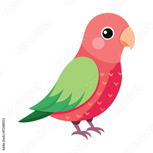 Illustration of Rosy-Faced Lovebird on white