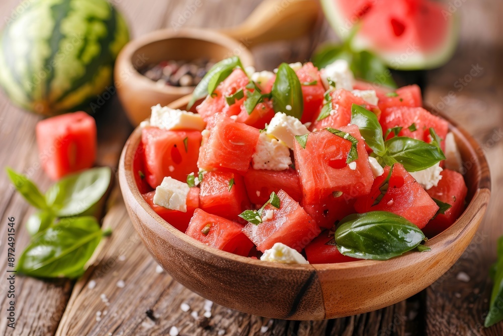 Watermelon and Feta Salad with Basil Watermelon and Feta Salad with Basil