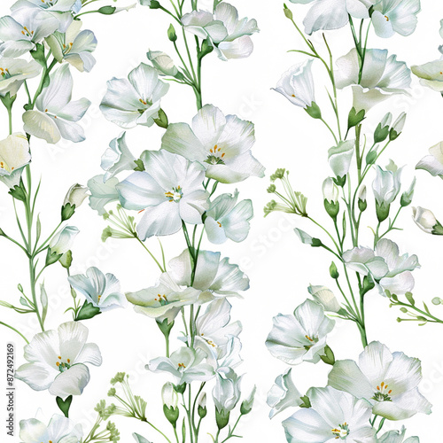 white flowers watercolor seamless patterns