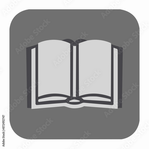 Book icon on a rounded square button, vector illustration. Flat design style education learning books concept.